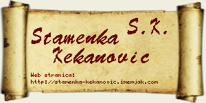 Stamenka Kekanović vizit kartica